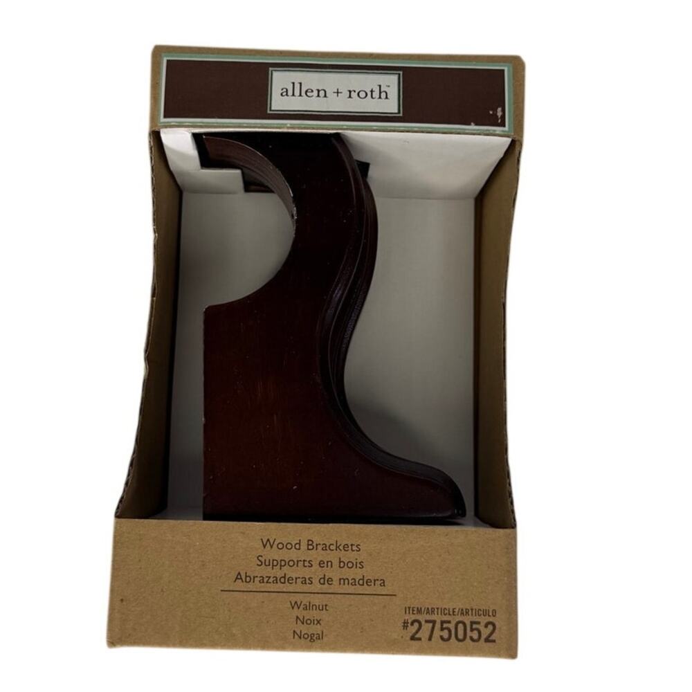 allen + roth Walnut Wood Curtain Rod Brackets – 2 Pack – #275052 – NEW